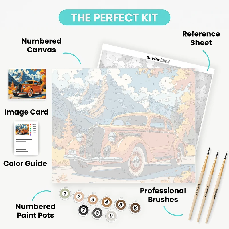 Vintage Mountain Drive - Paint by Numbers Kit