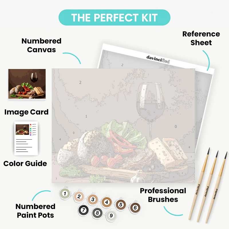 Wine and Cheese Platter - Paint by Numbers Kit