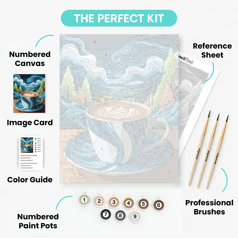 Mountain Coffee Serenity - Paint by Numbers Kit