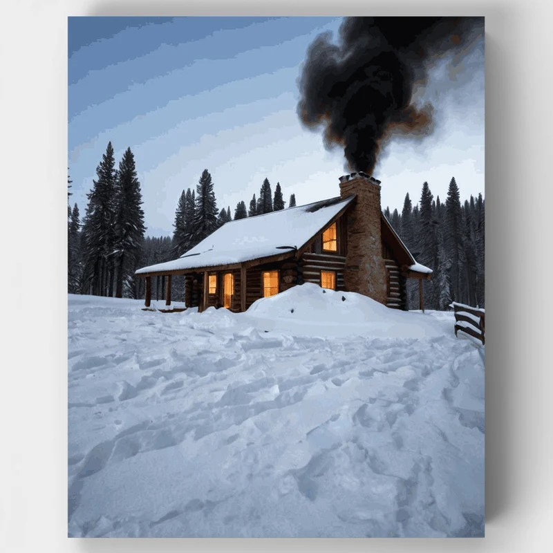 Cozy Winter Cabin - Paint by Numbers Kit
