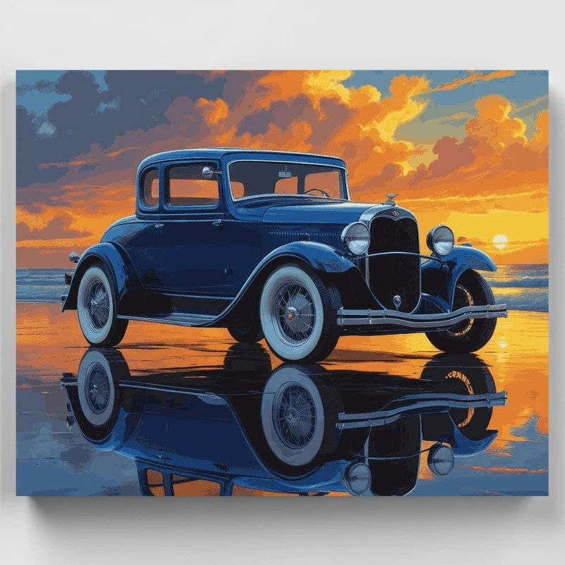 Vintage Sunset Cruiser - Paint by Numbers Kit