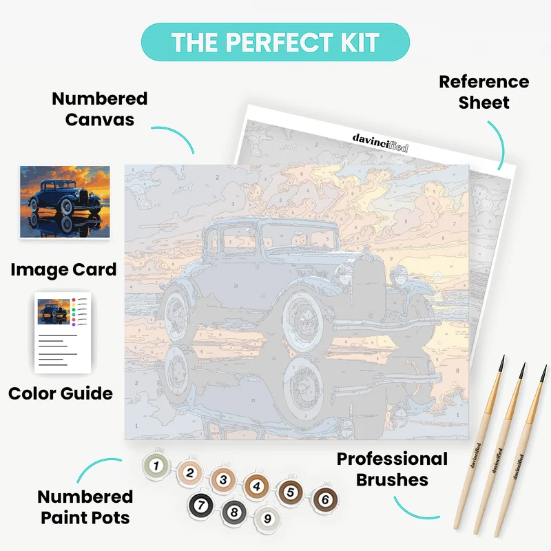Vintage Sunset Cruiser - Paint by Numbers Kit
