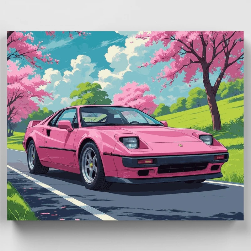 Pink Lotus Sports Car - Paint by Numbers Kit