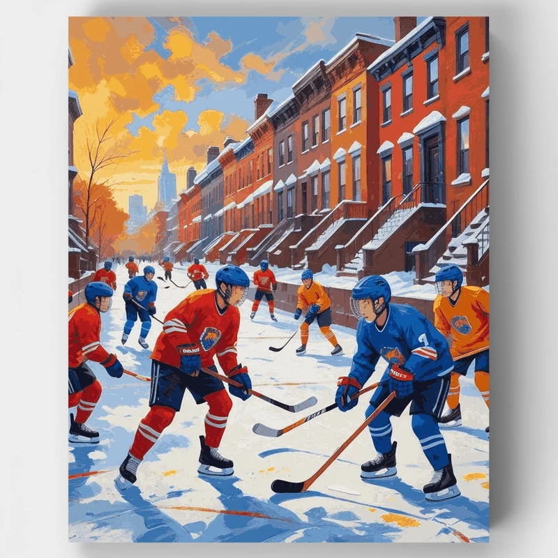 Street Hockey in Brooklyn - Paint by Numbers Kit