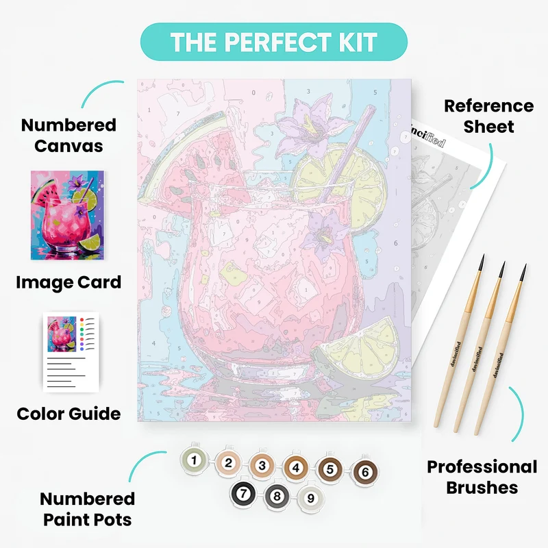 Tropical Watermelon Cocktail - Paint by Numbers Kit