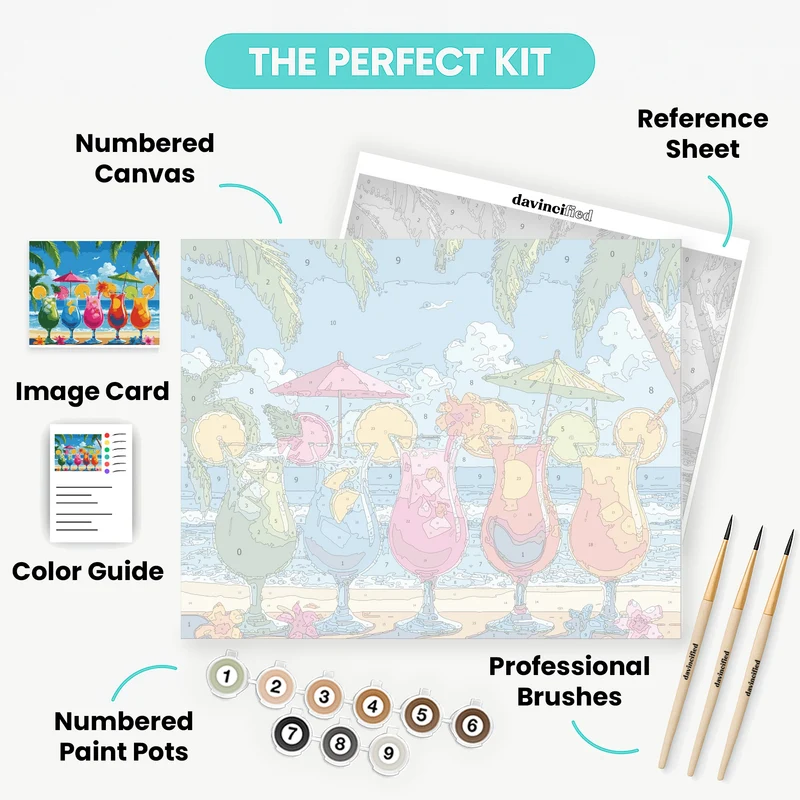 Tropical Beach Cocktails - Paint by Numbers Kit