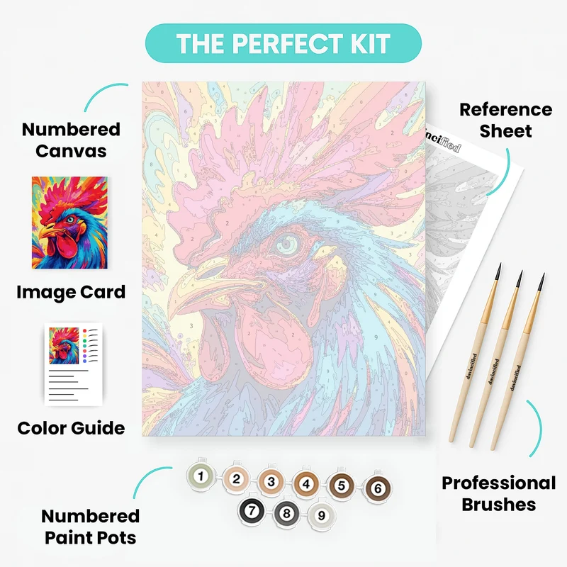 Vibrant Rooster Spirit - Paint by Numbers Kit