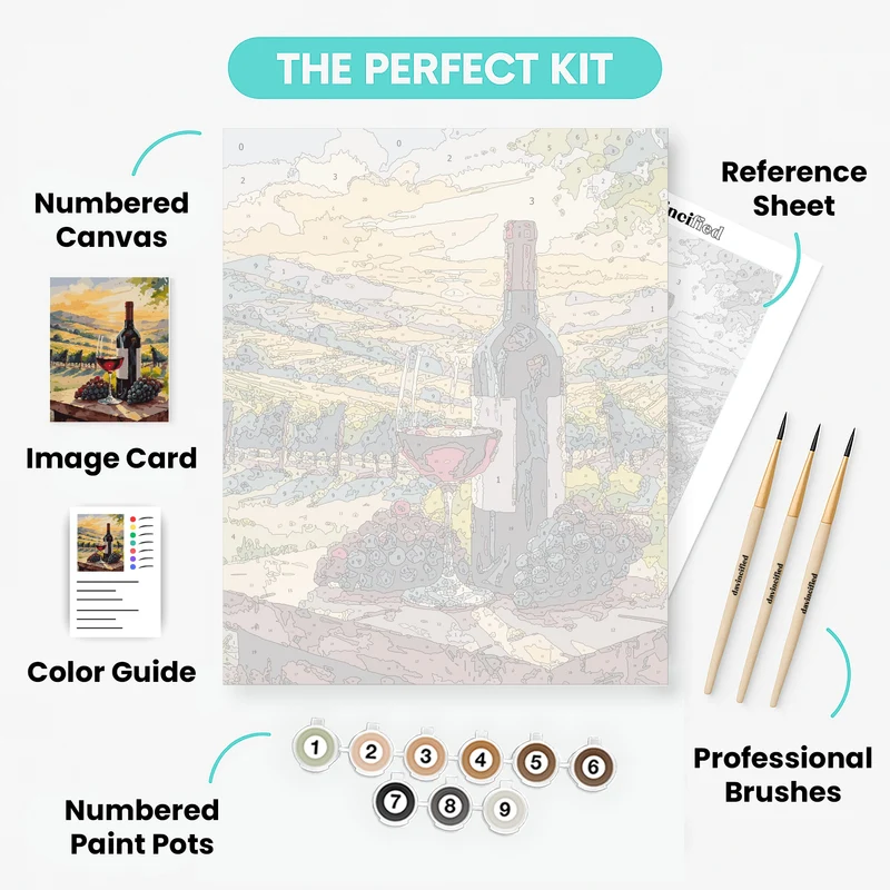 Sunset Vineyard Wine - Paint by Numbers Kit