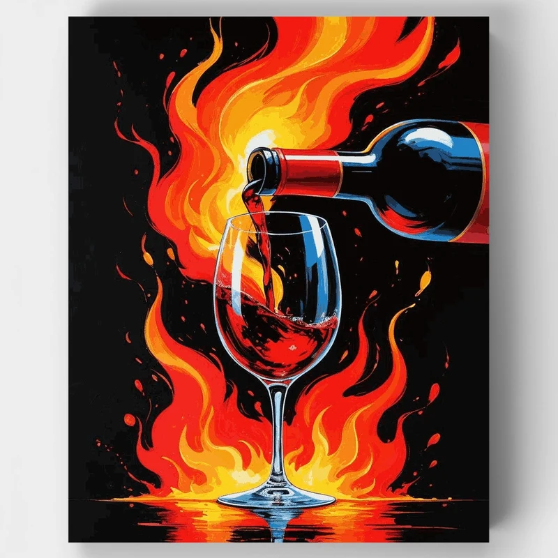 Flaming Wine Pour - Paint by Numbers Kit