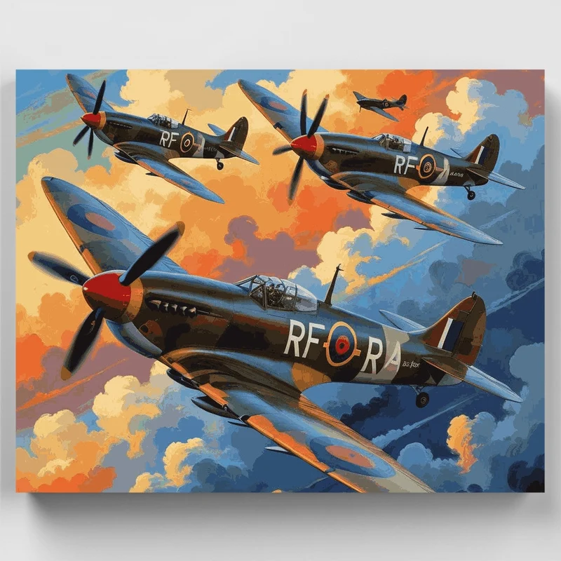 RAF Spitfire Sunset Squadron - Paint by Numbers Kit