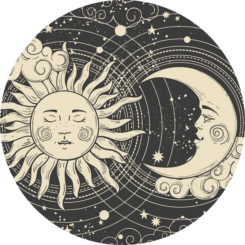 Aluminiumbild Sonne und Mond vereint Boho Style Kreis