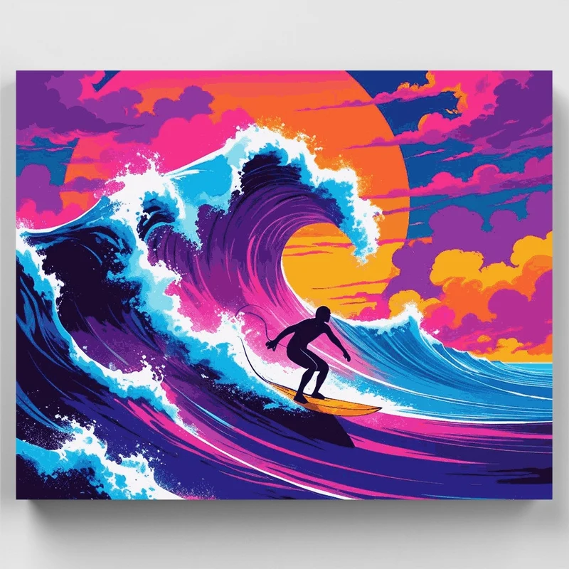 Neon Sunset Surfer - Paint by Numbers Kit
