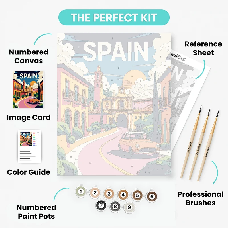 Spanish Colonial Plaza - Paint by Numbers Kit