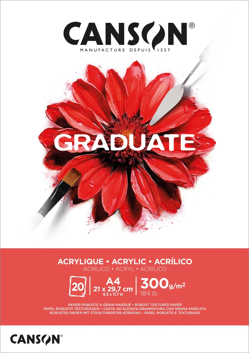 Canson Graduate μπλοκ ακρυλικού 300 g 20 φύλλα A4 κολλητό