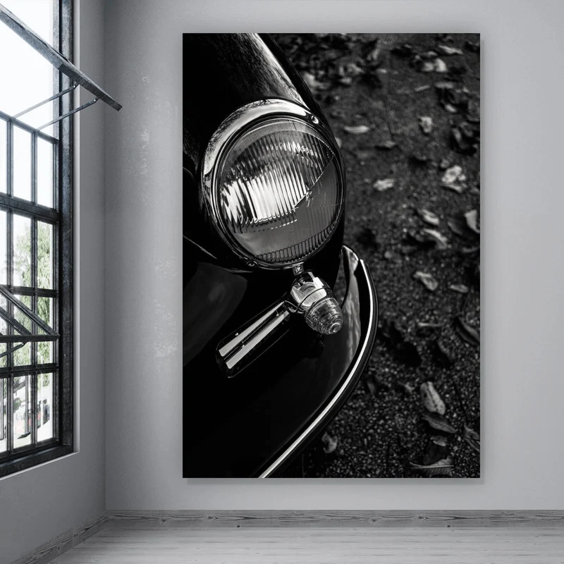 Spannrahmenbild Elegante Oldtimer Scheinwerfer Hochformat