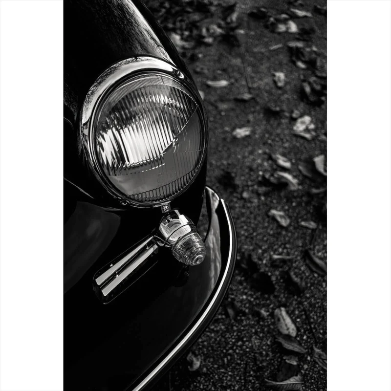 Aluminiumbild gebürstet Elegante Oldtimer Scheinwerfer Hochformat