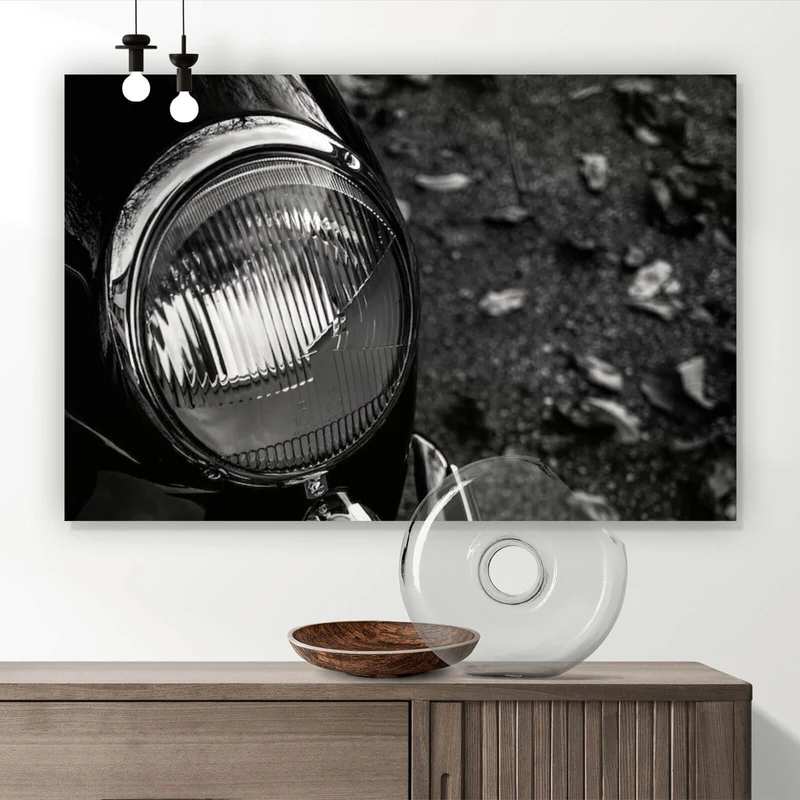 Aluminiumbild Elegante Oldtimer Scheinwerfer Querformat