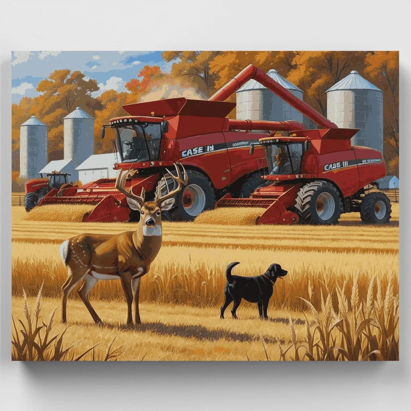Autumn Harvest with Case IH Combines - Paint by Numbers Kit