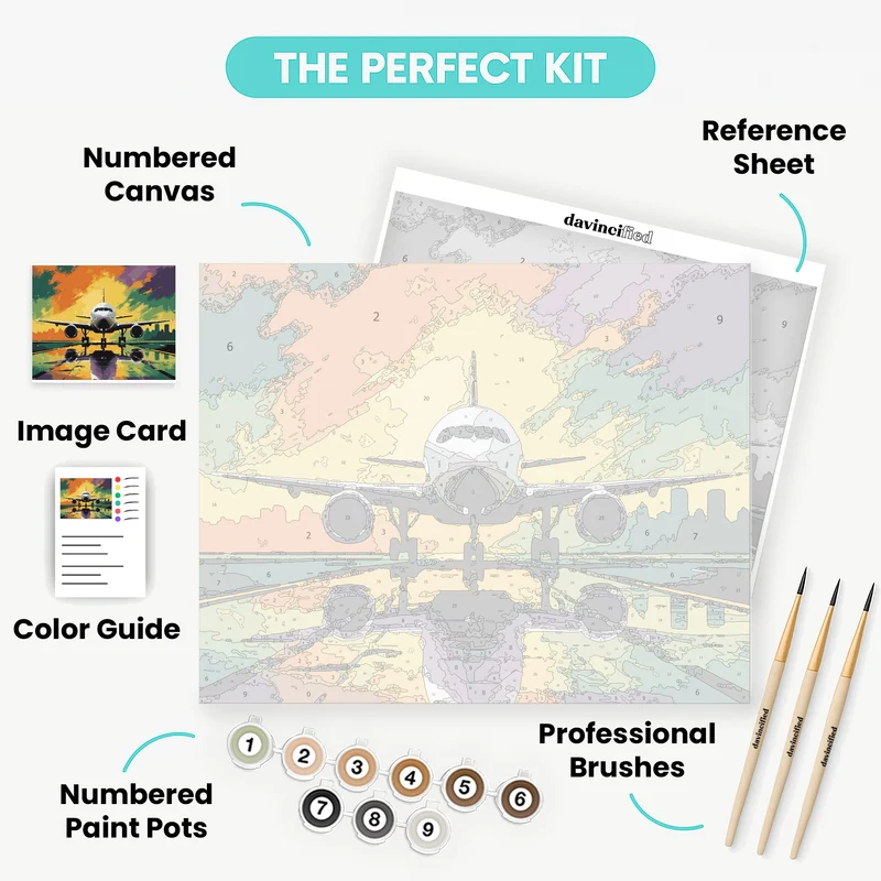 Sunset Airplane Reflection - Paint by Numbers Kit