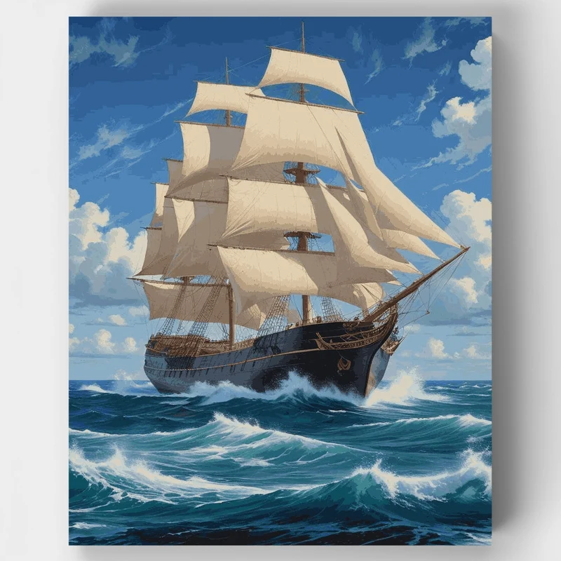 Sailing Ship in Turbulent Waters - Paint by Numbers Kit