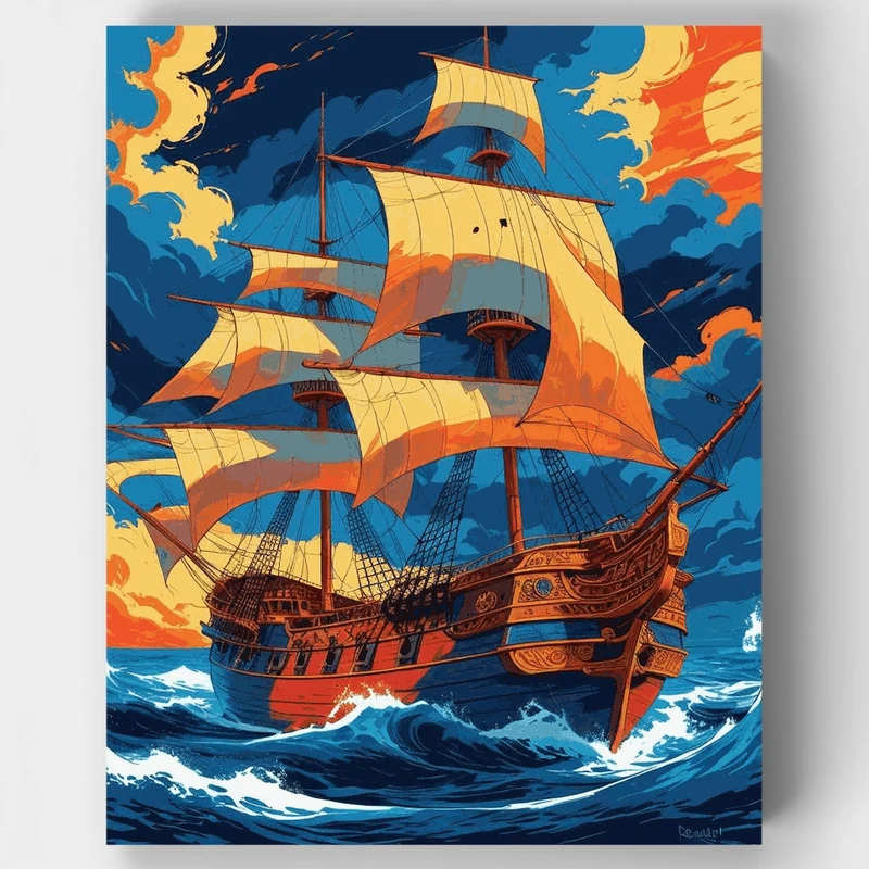 Majestic Sailing Galleon - Paint by Numbers Kit