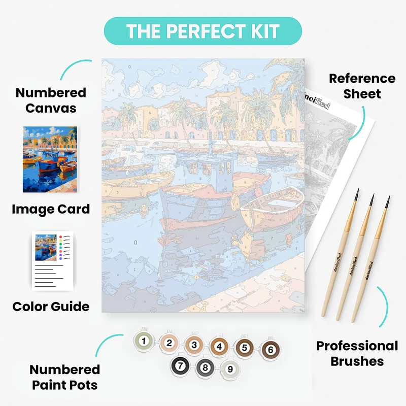 Mediterranean Fishing Village - Paint by Numbers Kit