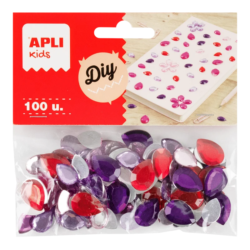 APLI декоративни акрилни камъчета 100 бр., микс от размери и цветове