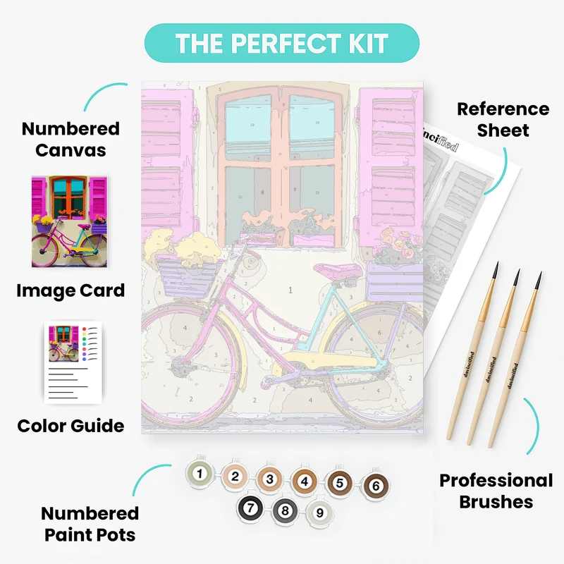 Rainbow Bicycle Paradise - Paint by Numbers Kit
