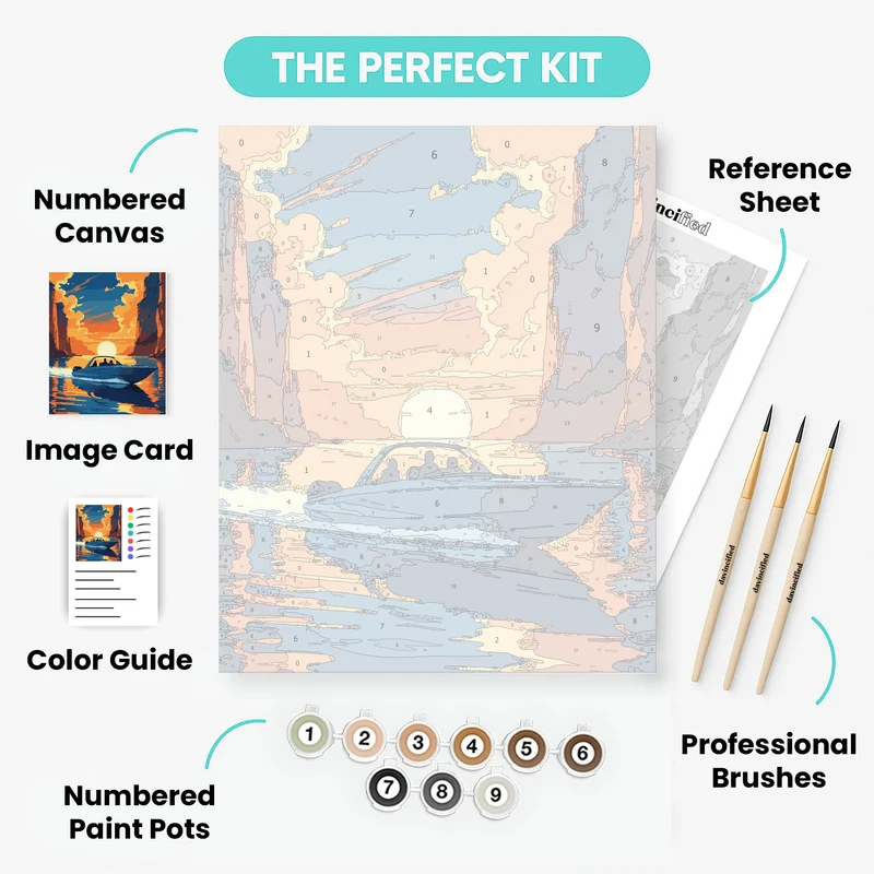 Canyon Speedboat Sunset - Paint by Numbers Kit