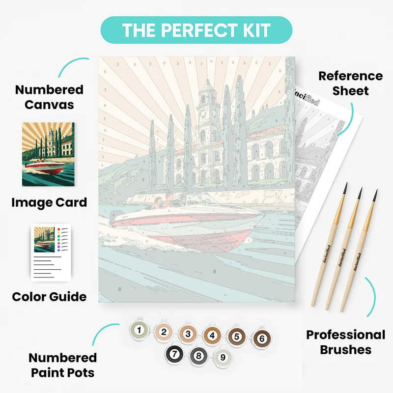 Italian Riviera Speedboat - Paint by Numbers Kit