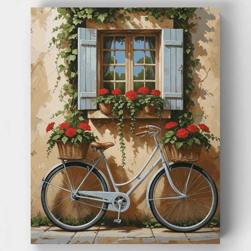 French Cottage Bicycle - Paint by Numbers Kit