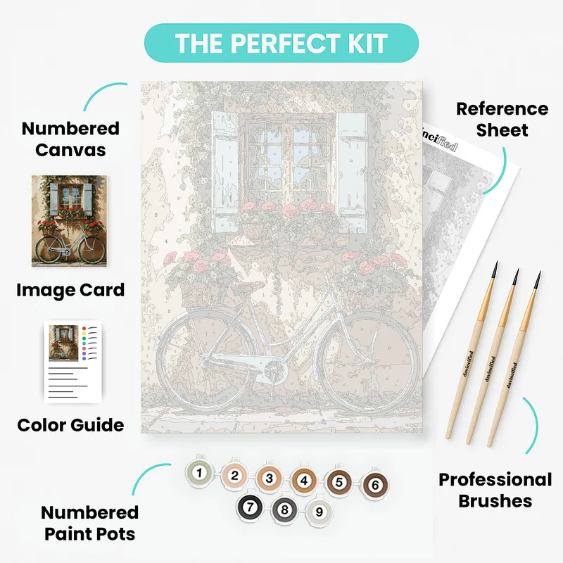 French Cottage Bicycle - Paint by Numbers Kit