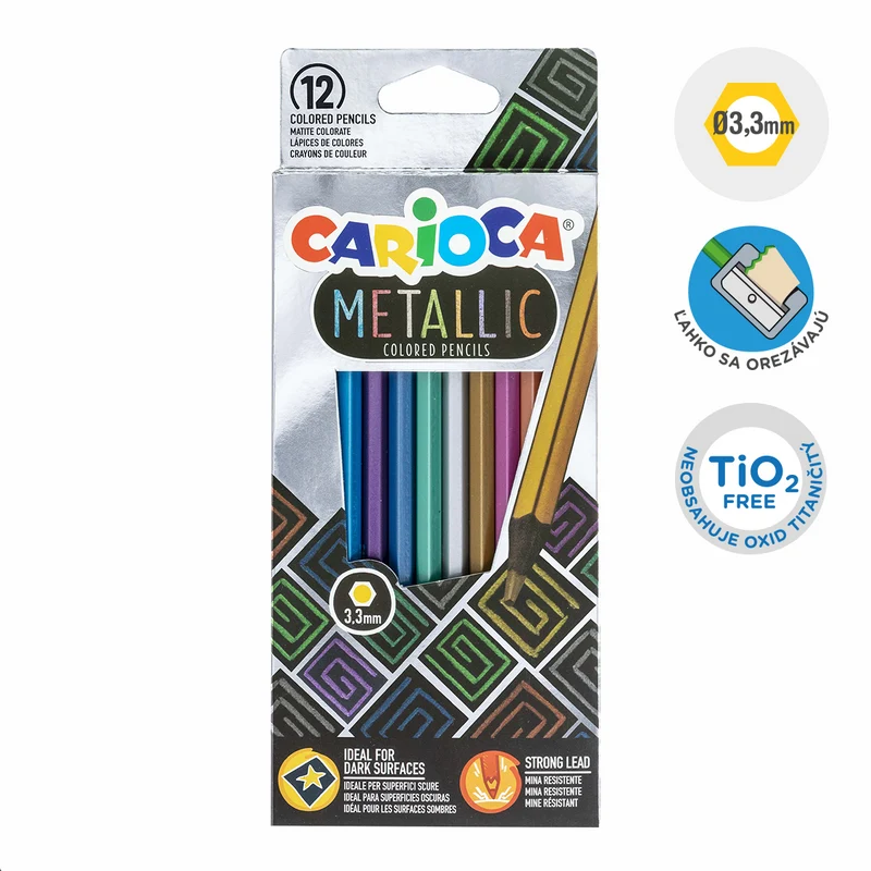 Carioca šestrobe barvice Metallic, 12 kos