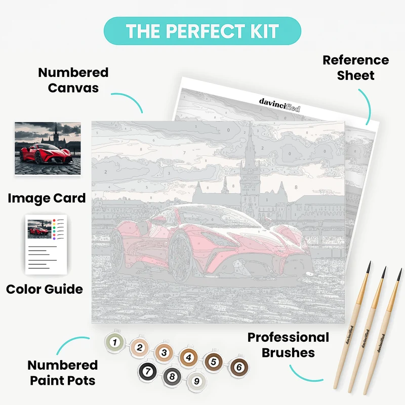 Exotic Red Supercar - Paint by Numbers Kit