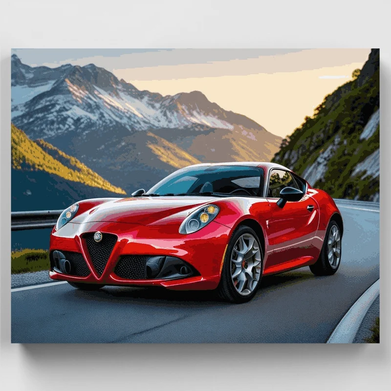 Alpine Red Alfa Romeo - Paint by Numbers Kit