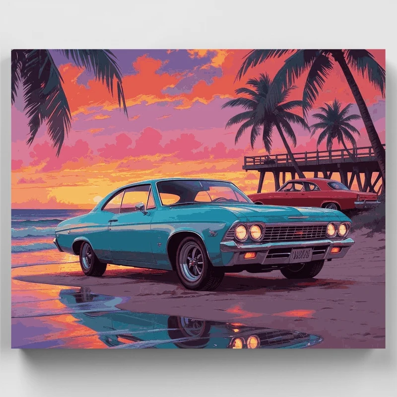 Turquoise Chevelle Beach Sunset - Paint by Numbers Kit