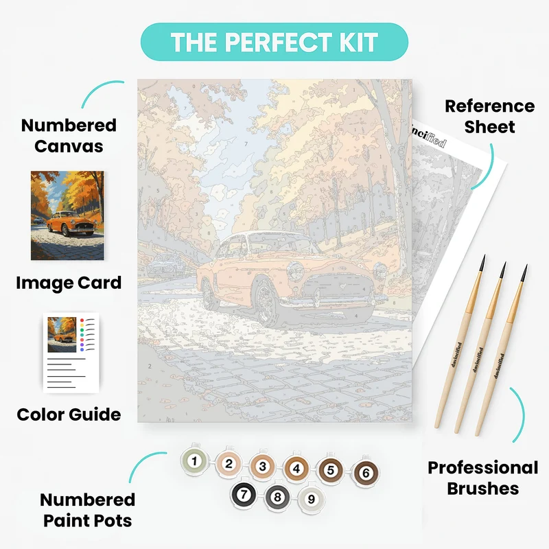 Autumn Classic Sports Car - Paint by Numbers Kit