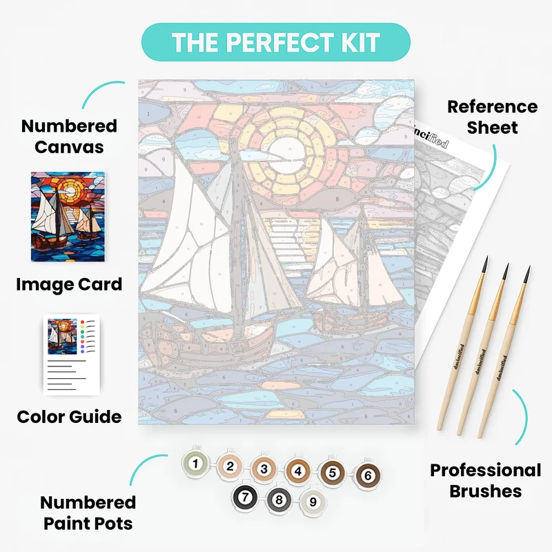 Stained Glass Sailboats - Paint by Numbers Kit