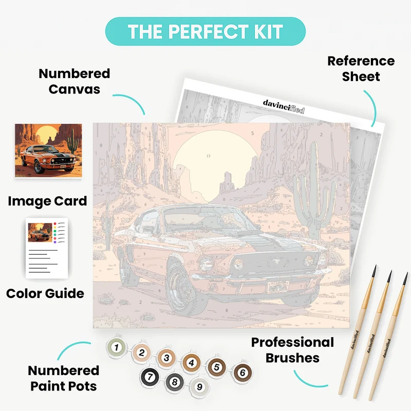 Desert Car Sunset - Paint by Numbers Kit