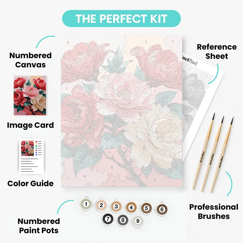 Elegant Blooming Peonies - Paint by Numbers Kit