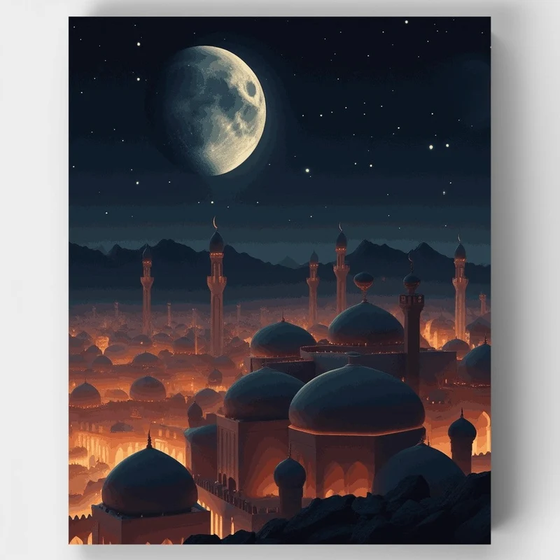 Mystical Moonlit Mosque - Paint by Numbers Kit