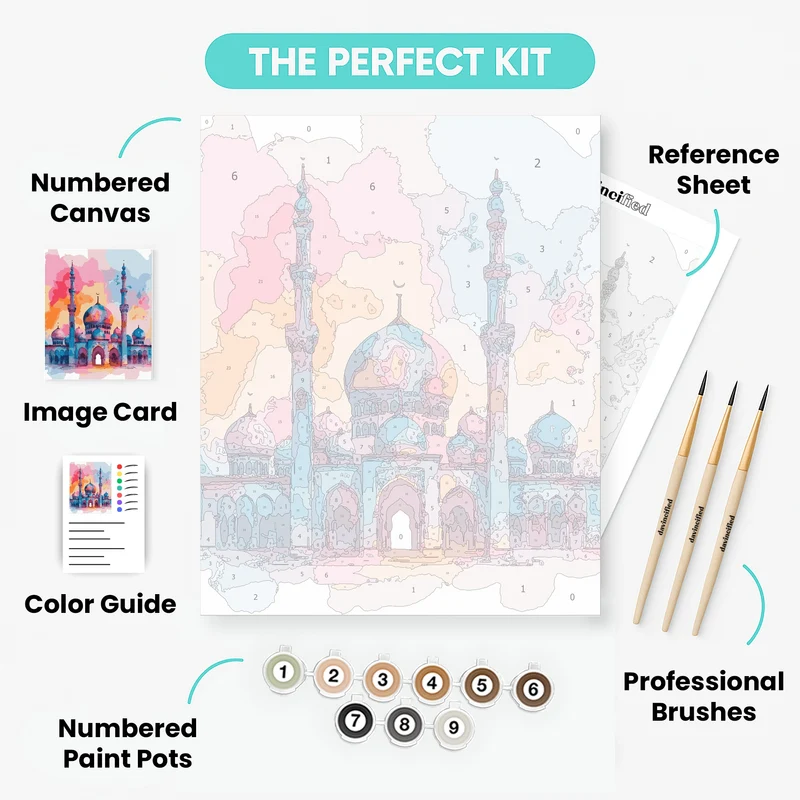 Colorful Mosque at Sunset - Paint by Numbers Kit