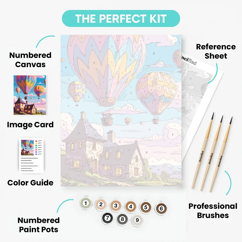 Whimsical Hot Air Balloons - Paint by Numbers Kit