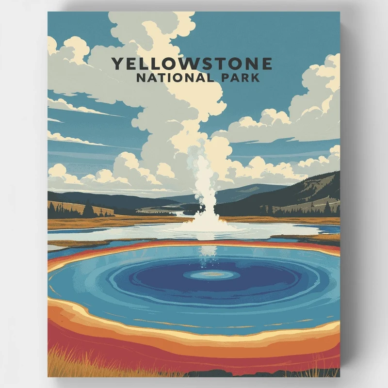 Yellowstone Hot Spring Vista - Paint by Numbers Kit