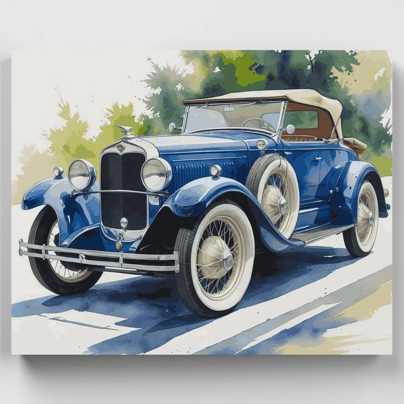 Vintage Blue Roadster - Paint by Numbers Kit