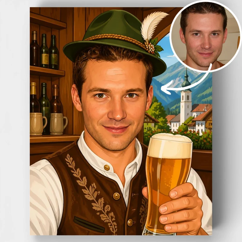 Bavarian Beer Server - Custom Paint by Numbers Kit