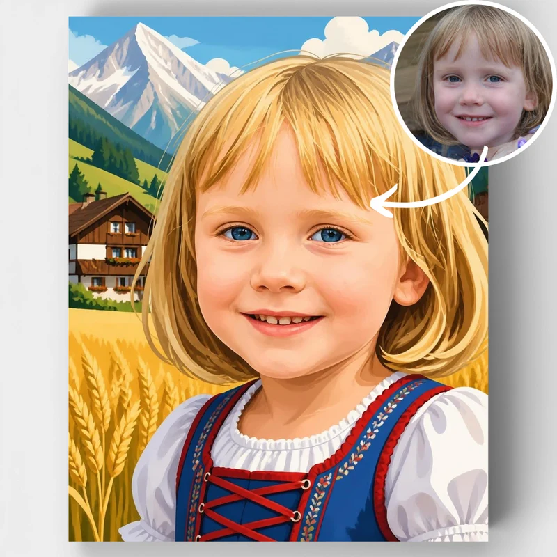Alpine Village Girl - Custom Paint by Numbers Kit