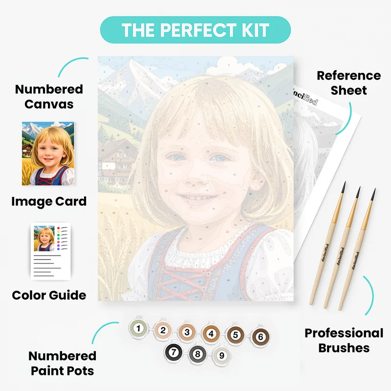 Alpine Village Girl - Custom Paint by Numbers Kit