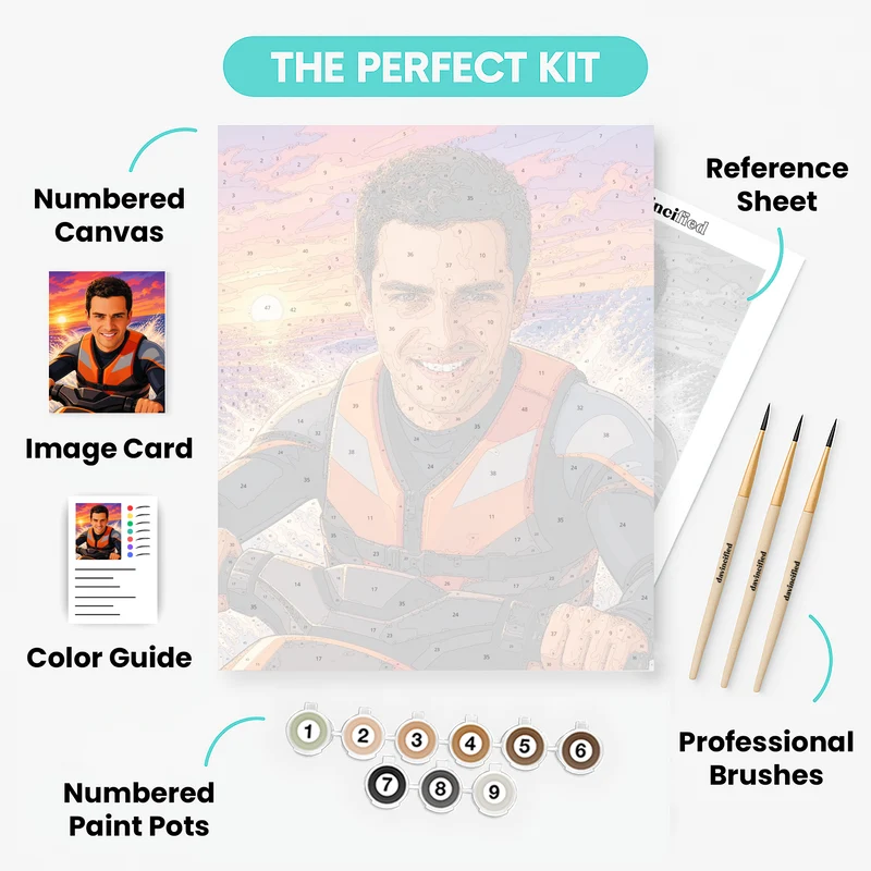 Sunset Jet Ski Thrill - Custom Paint by Numbers Kit