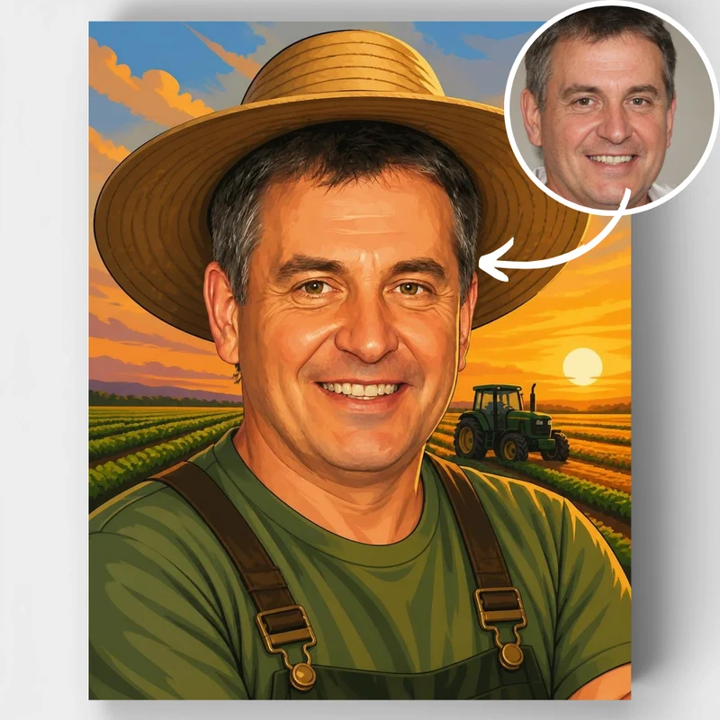 Farmer at Sunset - Custom Paint by Numbers Kit